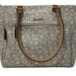 New Calvin Klein Leather Satchel Top Handle Bag